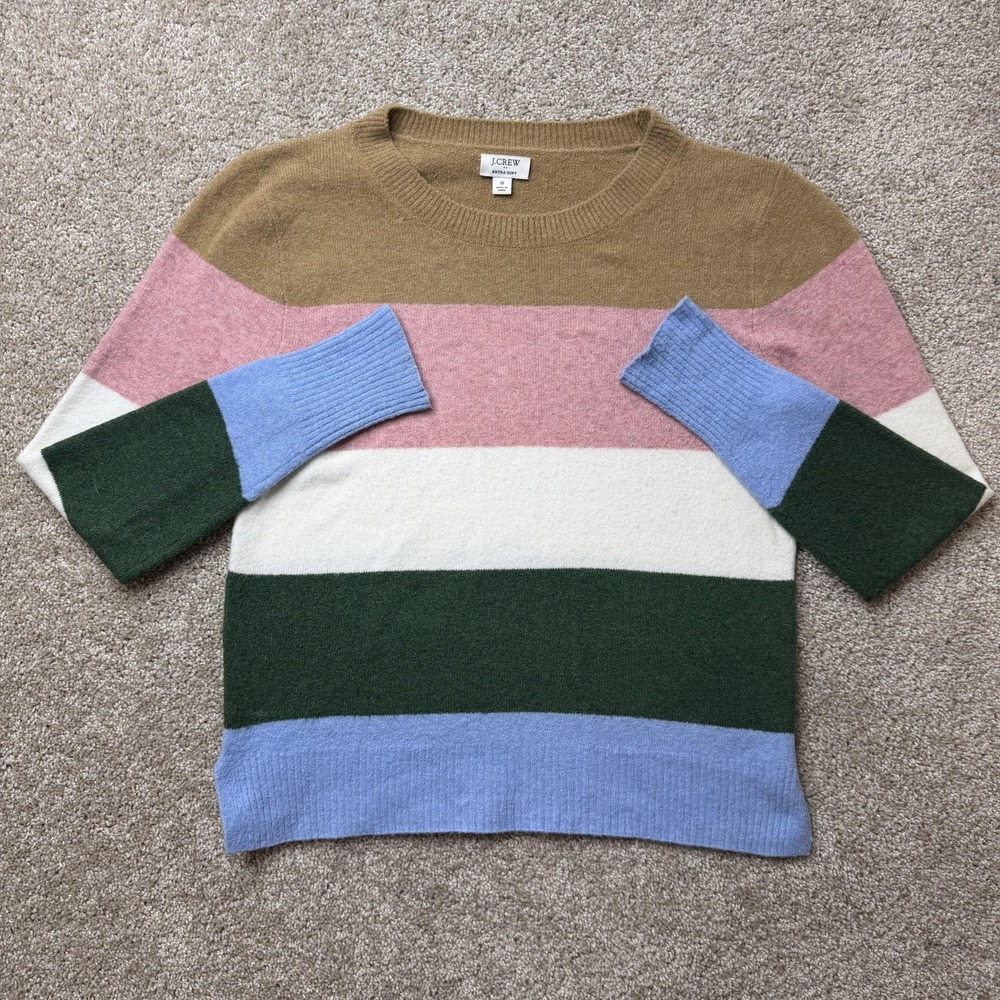 J.Crew Sweater Womens Small Multicolor Stripe Crew Neck Tight-Knit Pullover